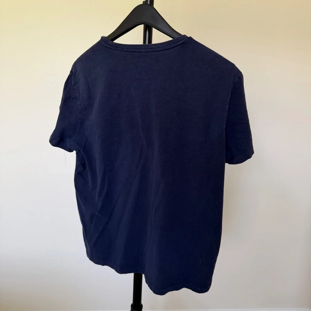 Polo Ralph Lauren Mens Navy Blue USA Flag Patch Graphic T-Shirt Preppy - Large‎